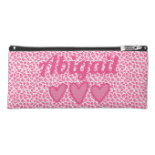 Pink Leopard Print - Personalized Pencil Case (Front)