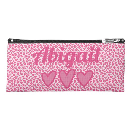Pink Leopard Print - Personalized Pencil Case (Front)