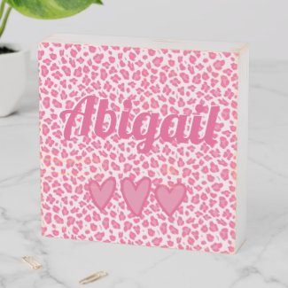 Pink Leopard Print - Personalized Wooden Box Sign