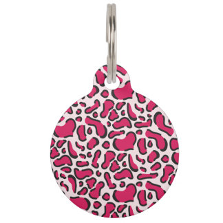 Pink leopard print pet ID tag