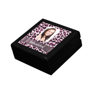 Pink leopard print photo template jewelry box
