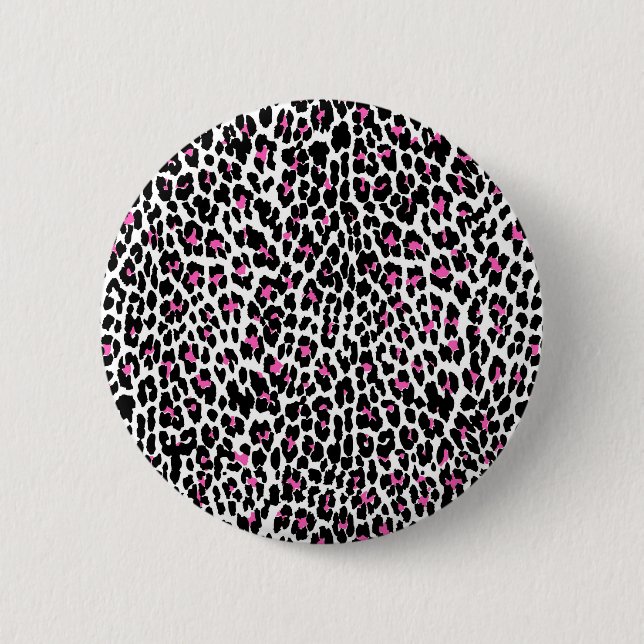 pink leopard print pinback button (Front)