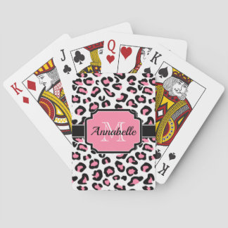 Pink Leopard Print Poker Cards