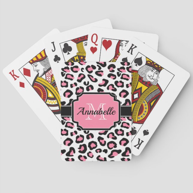 Pink Leopard Print Poker Cards (Back)