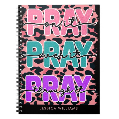 Pink leopard print prayer Spiral Photo Notebook