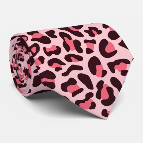 Pink Leopard Print Punk Rock Neck Tie