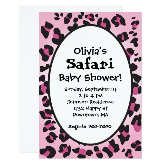 Pink Leopard Print Safari Baby Shower Invite