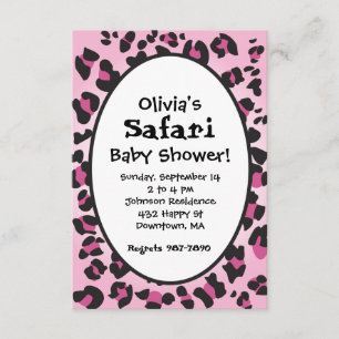 Pink Leopard Print Safari Baby Shower Invite