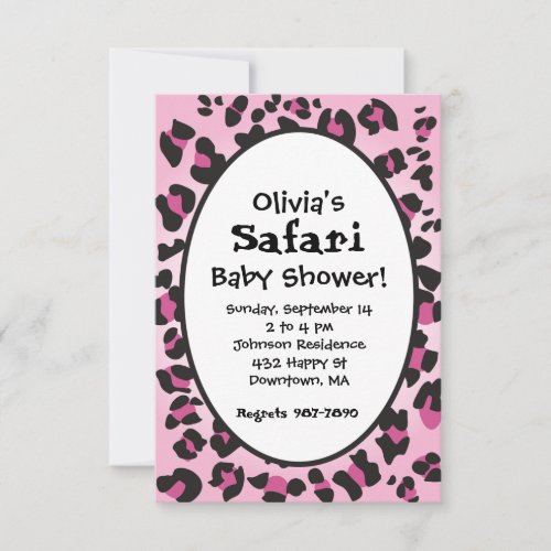 Pink Leopard Print Safari Baby Shower Invite