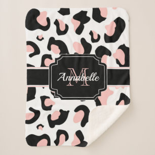 Pink Leopard Print Sherpa Blanket