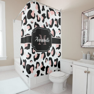Pink Leopard Print Shower Curtain