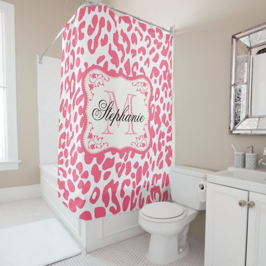 Pink Leopard Print Shower Curtain