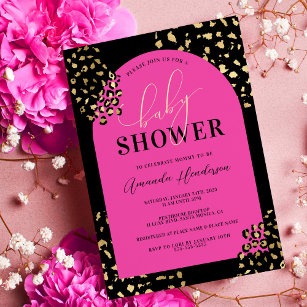 Pink Leopard Print Shower Invitation