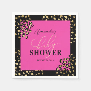 Pink Leopard Print Shower Napkins