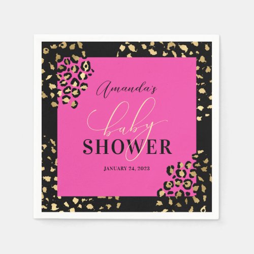 Pink Leopard Print Shower Napkins