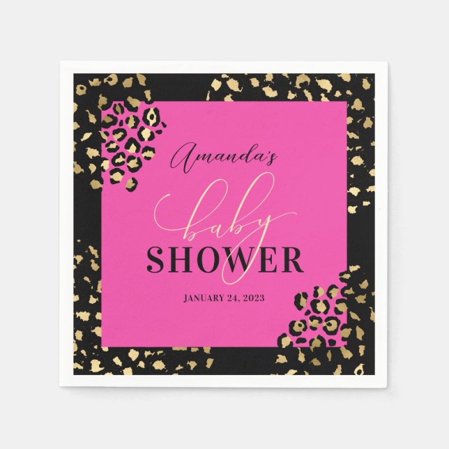 Pink Leopard Print Shower Napkins (Front)