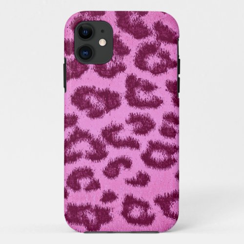 Pink Leopard Print Skin Fur iPhone 11 Case