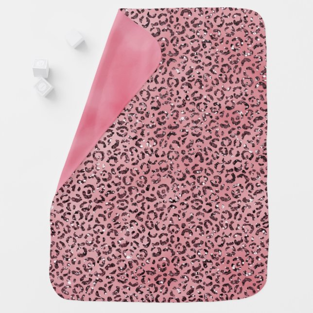 Pink leopard Print Sparkle Glitter          Baby Blanket (In Situ)
