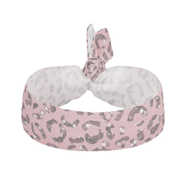 Pink leopard Print Sparkle Glitter                Elastic Hair Tie (Front)