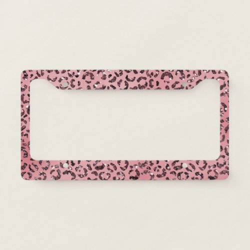 Pink leopard Print Sparkle Glitter               License Plate Frame