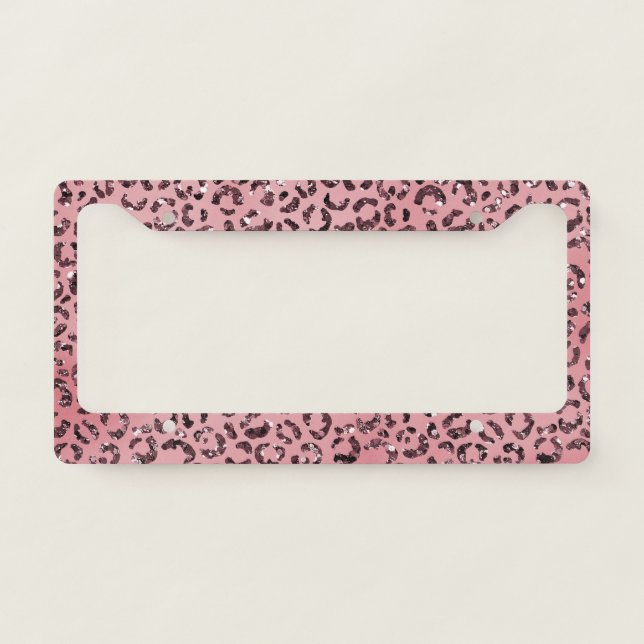 Pink leopard Print Sparkle Glitter               License Plate Frame (Front)