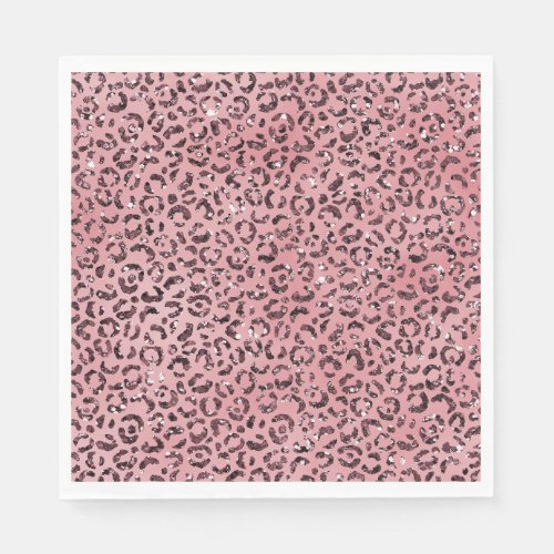 Pink leopard Print Sparkle Glitter        Napkins