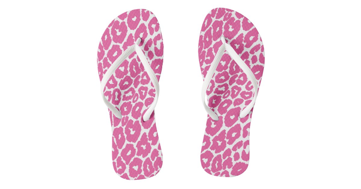 Pink Leopard Print Spot Changer Flip Flops | Zazzle