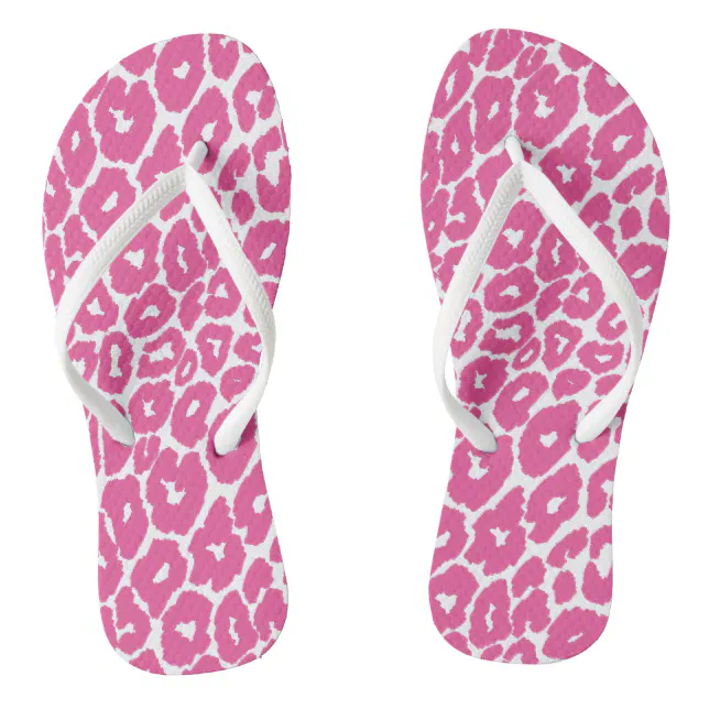 Pink Leopard Print Spot Changer Flip Flops | Zazzle