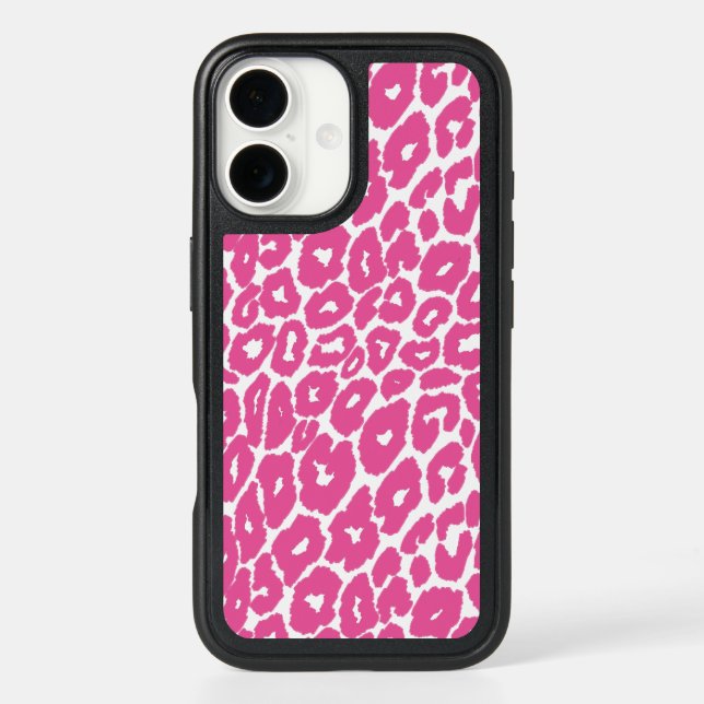 Pink Leopard Print Spot Changer Otterbox iPhone Case (Back)