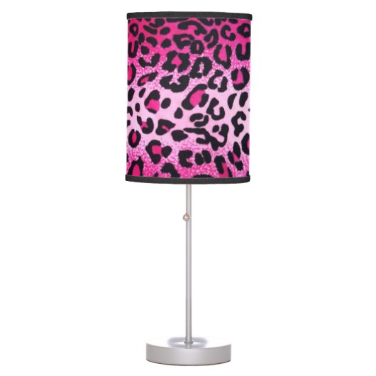 Pink Leopard Print Table Lamp (Front)
