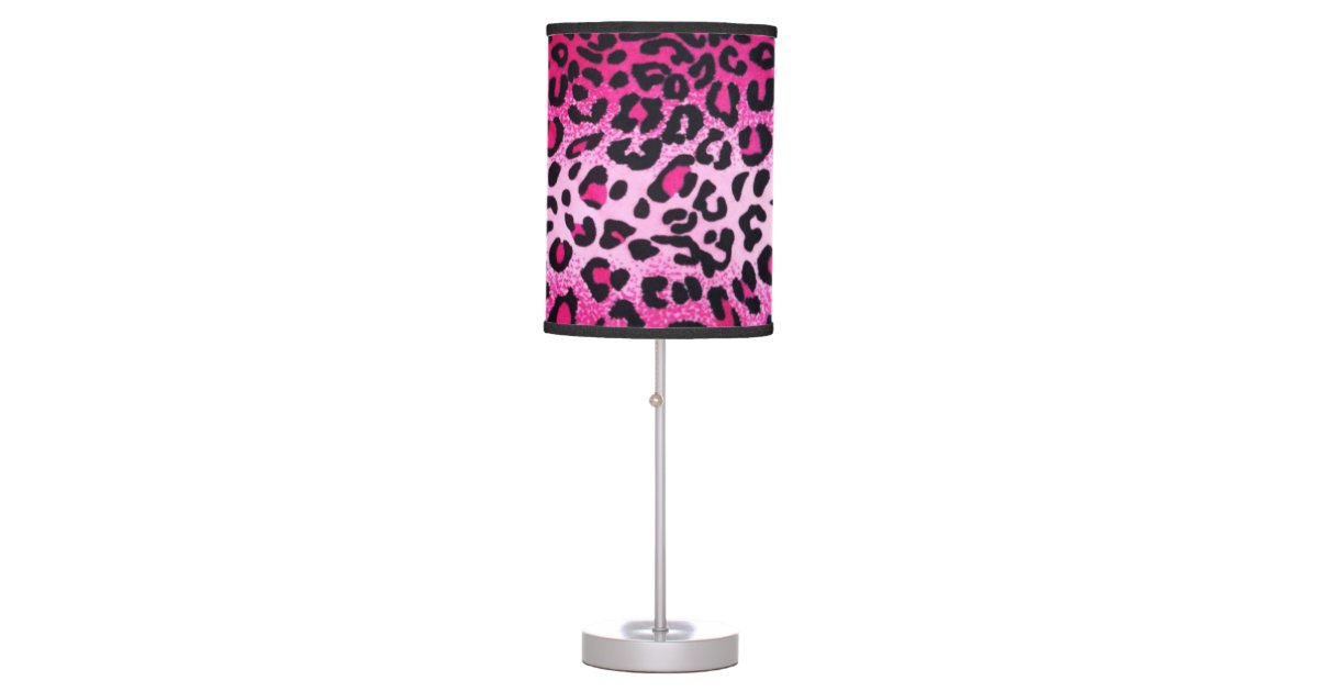 Pink Leopard Print Table Lamp Zazzle Com, Cheetah Print Table Lamp