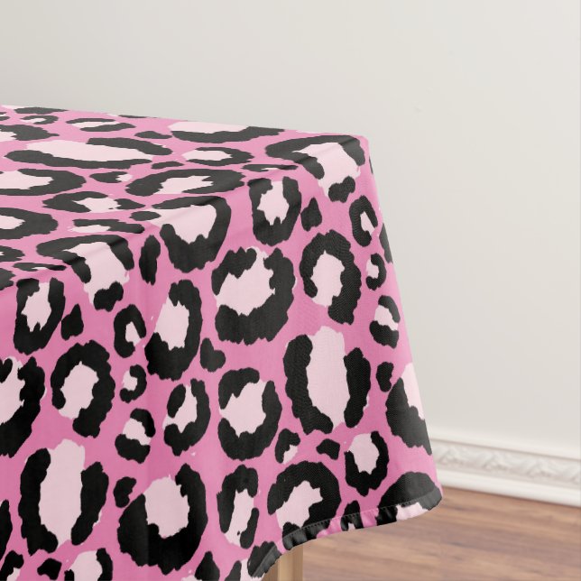 Pink Leopard Print Tablecloth (In Situ)