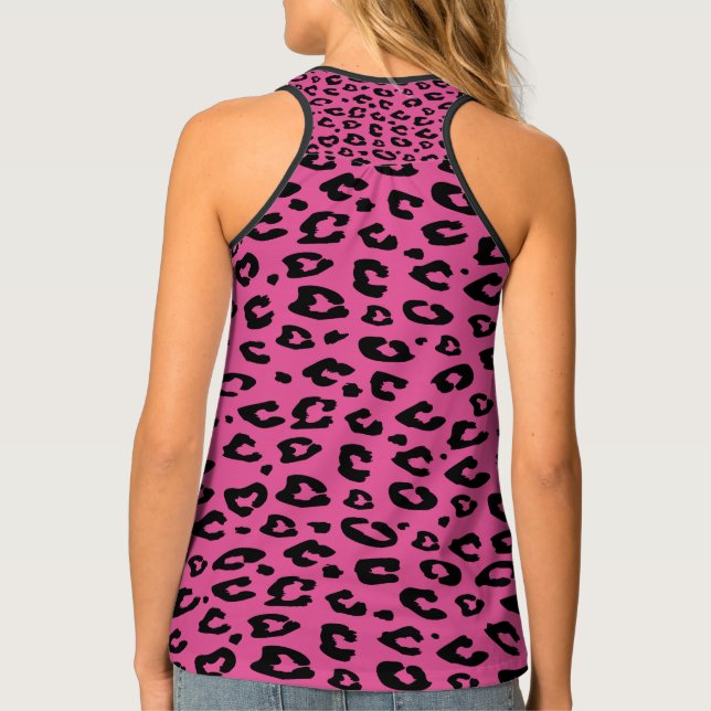 Pink leopard print tank top for women and girls (Back)