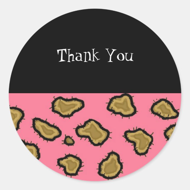 Pink Leopard Print Thank You Sticker (Front)