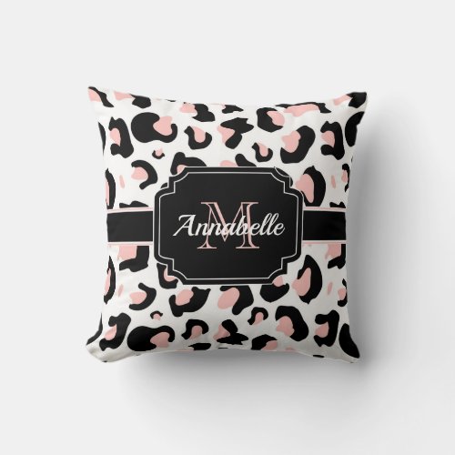 Pink Leopard Print Throw Pillow