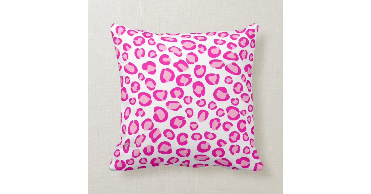 Pink leopard print throw pillow