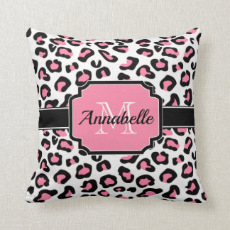 Pink Leopard Print Throw Pillow
