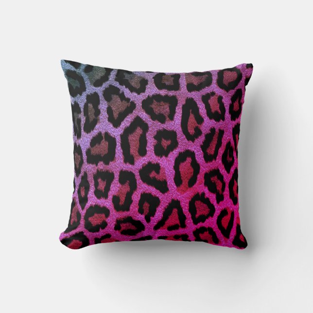 Pink Leopard Print Throw Pillow (Front)