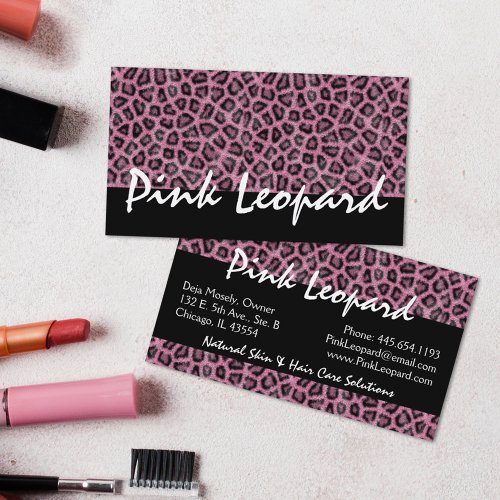 Pink Leopard Print Trendy Fur Pattern Wild Animal Business Card