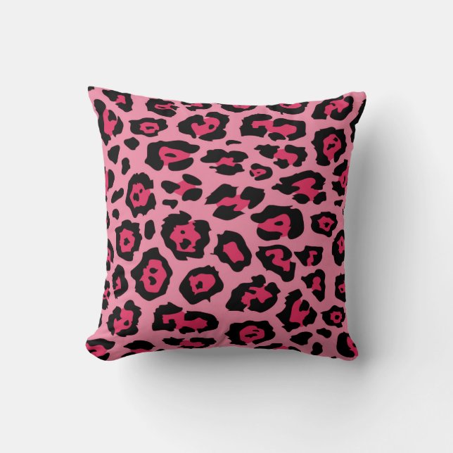 Pink Leopard Print Trendy Throw Pillow (Front)