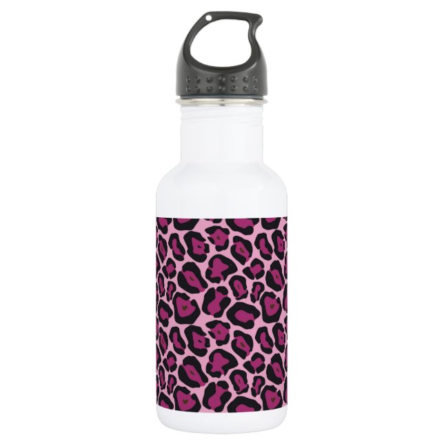 Pink Leopard Print Water Bottle (Front)