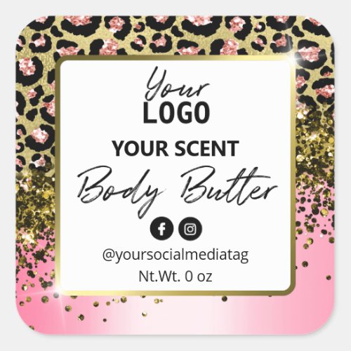 Pink Leopard Print White Gold Body Butter Labels