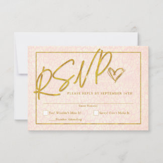 Pink Leopard Print with Gold Accents RSVP Card