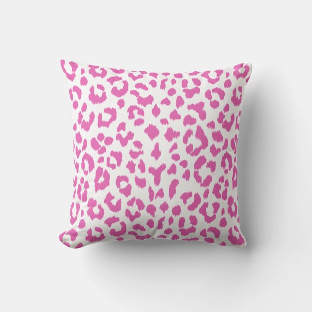 Pink leopard print  with monogram throw pillow (Front)