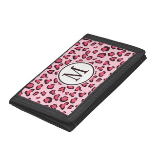 Pink Leopard Print With Monogram Tri-fold Wallet
