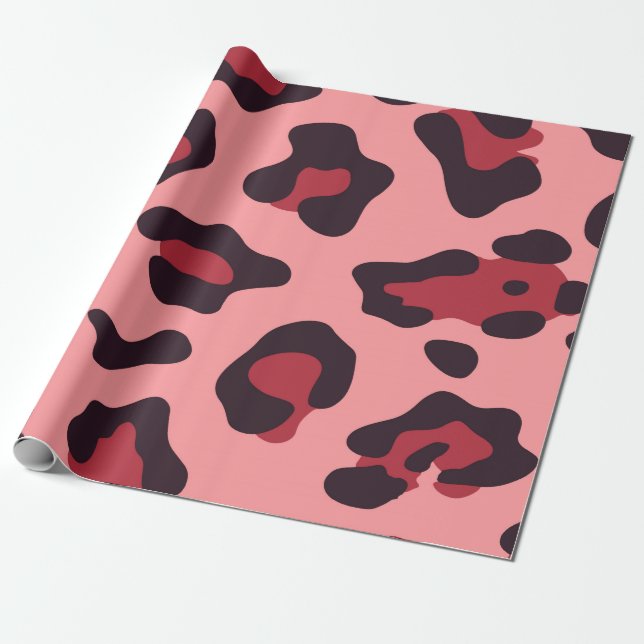 Pink Leopard Print Wrapping Paper (Unrolled)