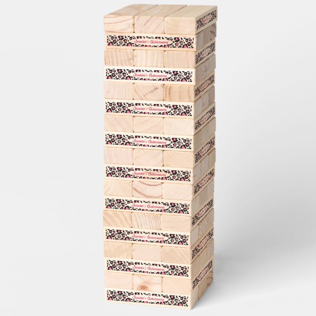 Pink Leopard Quinceanera Outdoor Giant Topple Tower (Assembled)