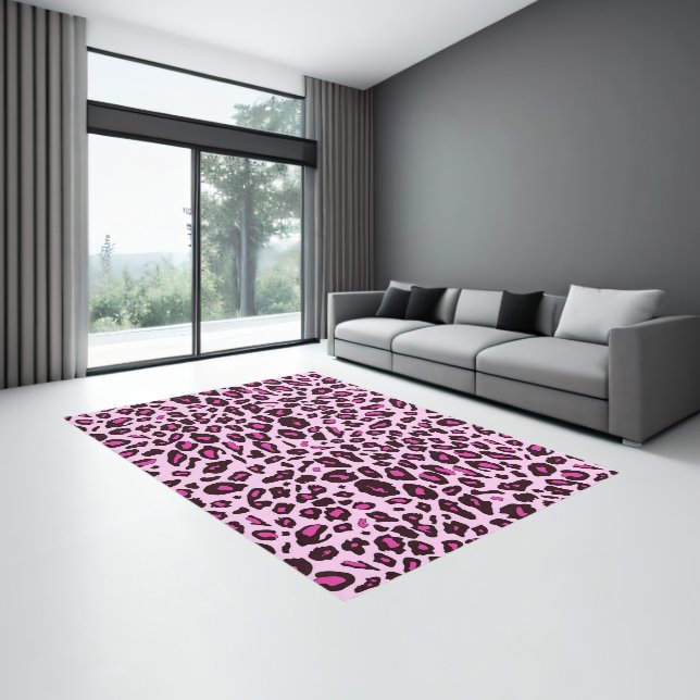 Pink Leopard Rug 8x10 - Pink Animal Print Pattern (Insitu (Indoor 3))
