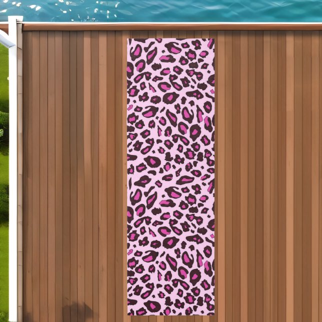 Pink Leopard Rug Runner - Animal Print Pattern (Insitu (Outdoor 2))