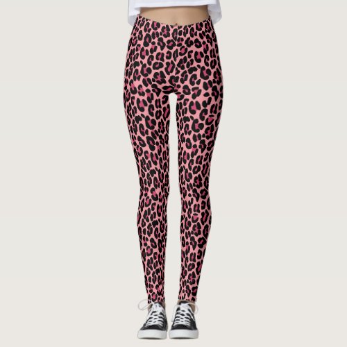 Pink Leopard Skin Pattern Leggings